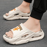 Unisex Open-Toe Slippers, Street Style Comfortable Soft Sole Non-Slip Shoes, Casual Outdoor Slides