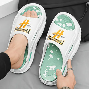 Unisex Open-Toe Slippers, Street Style Comfortable Soft Sole Non-Slip Shoes, Casual Outdoor Slides