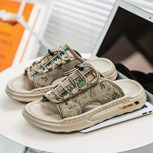 Men's Slip-On Casual Beach Sandals - Soft Non-Slip Rubber Sole